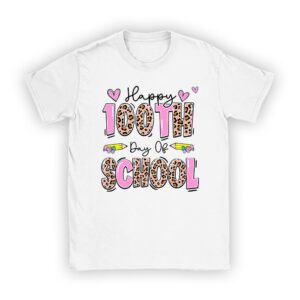 Happy 100th Day Of School Leopard print teacher student T-Shirt