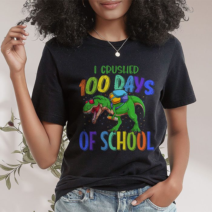 I-Crushed-100-Days-of-School-Dinosaur-Monster-Truck-Gift-Boy-T-Shirt-1 I Crushed 100 Days of School Dinosaur Monster Truck Gift Boy T Shirt 1 2