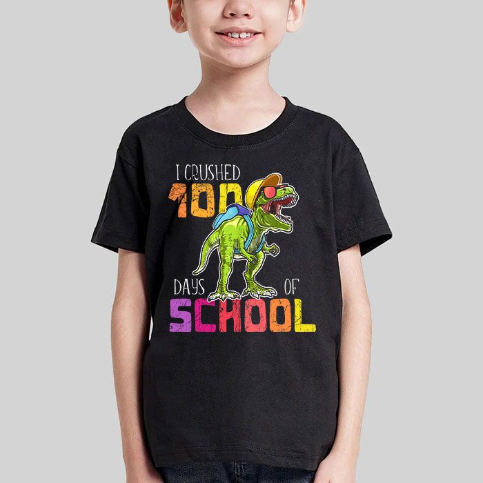 I-Crushed-100-Days-of-School-Dinosaur-Monster-Truck-Gift-Boy-T-Shirt-3 I Crushed 100 Days of School Dinosaur Monster Truck Gift Boy T Shirt 3 1