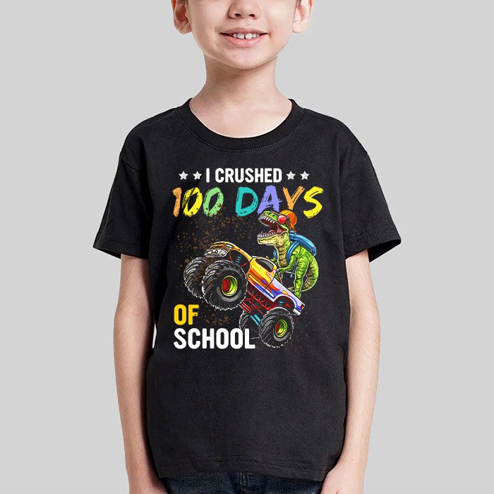 I-Crushed-100-Days-of-School-Dinosaur-Monster-Truck-Gift-Boy-T-Shirt-3 I Crushed 100 Days of School Dinosaur Monster Truck Gift Boy T Shirt 3 3