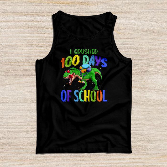 I-Crushed-100-Days-of-School-Dinosaur-Monster-Truck-Gift-Boy-Tank-Top I Crushed 100 Days of School Dinosaur Monster Truck Gift Boy Tank Top
