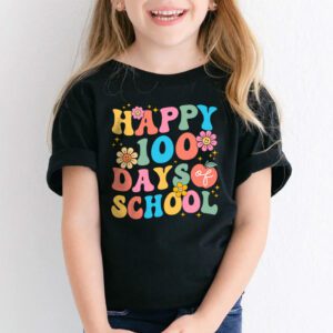 Retro 100 Days of School Teachers Kids Groovy 100th Day T Shirt 2 3