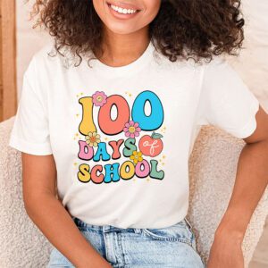 Retro Groovy 100 Days Happy 100th Day Of School Teacher Kids T Shirt 1 2