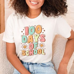 Retro Groovy 100 Days Happy 100th Day Of School Teacher Kids T Shirt 1 3