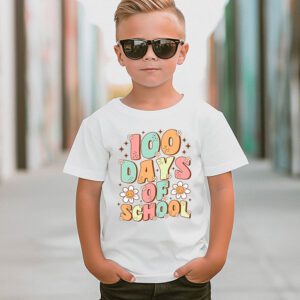 Retro Groovy 100 Days Happy 100th Day Of School Teacher Kids T Shirt 3 3