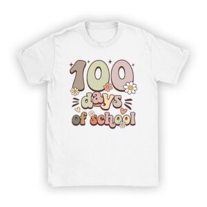 Retro Groovy 100 Days Happy 100th Day Of School Teacher Kids T-Shirt