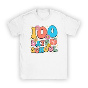 Retro Groovy 100 Days Happy 100th Day Of School Teacher Kids T-Shirt
