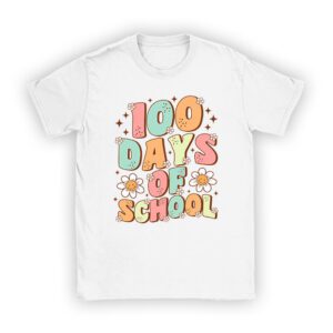 Retro Groovy 100 Days Happy 100th Day Of School Teacher Kids T-Shirt