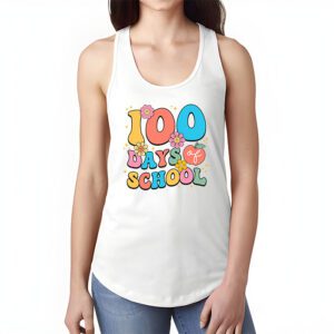 Retro Groovy 100 Days Happy 100th Day Of School Teacher Kids Tank Top 1 2