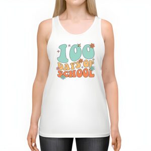 Retro Groovy 100 Days Happy 100th Day Of School Teacher Kids Tank Top 2 4