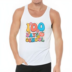 Retro Groovy 100 Days Happy 100th Day Of School Teacher Kids Tank Top 3 2