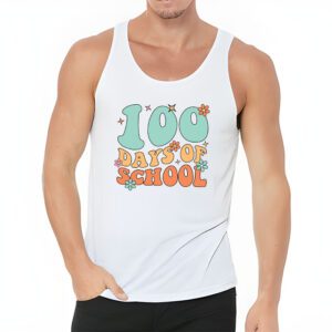 Retro Groovy 100 Days Happy 100th Day Of School Teacher Kids Tank Top 3 4