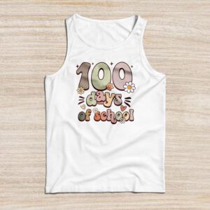 Retro Groovy 100 Days Happy 100th Day Of School Teacher Kids Tank Top