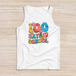 Retro Groovy 100 Days Happy 100th Day Of School Teacher Kids Tank Top
