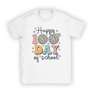Retro Groovy Happy 100 Days Of School Teacher And Student T-Shirt