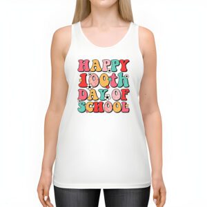 Retro Groovy Happy 100 Days Of School Teacher And Student Tank Top 2