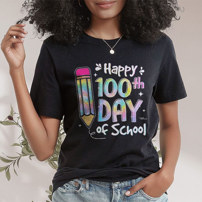 Tie Dye Happy 100th Day Of School Teachers Students Kids T Shirt 1 3