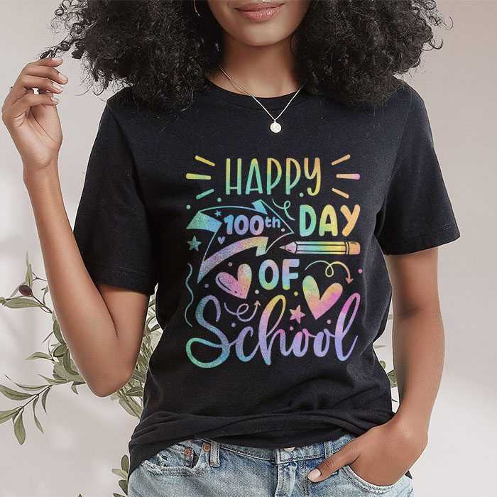Tie-Dye-Happy-100th-Day-Of-School-Teachers-Students-Kids-T-Shirt-1 Tie Dye Happy 100th Day Of School Teachers Students Kids T Shirt 1