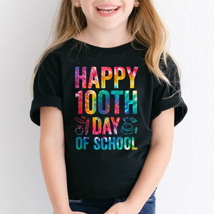 Tie Dye Happy 100th Day Of School Teachers Students Kids T Shirt 2 1