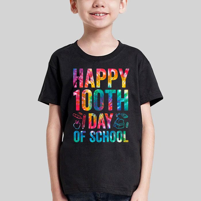 Tie Dye Happy 100th Day Of School Teachers Students Kids T Shirt 3 1