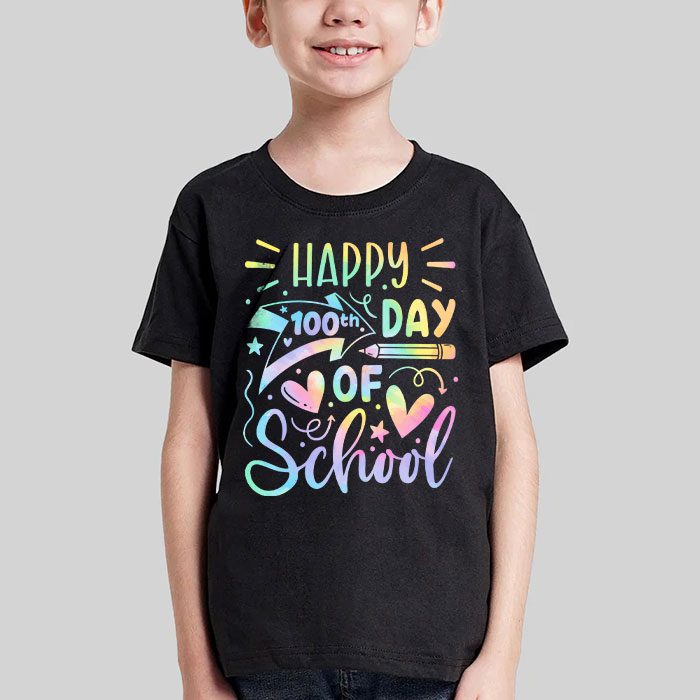 Tie-Dye-Happy-100th-Day-Of-School-Teachers-Students-Kids-T-Shirt-3 Tie Dye Happy 100th Day Of School Teachers Students Kids T Shirt 3