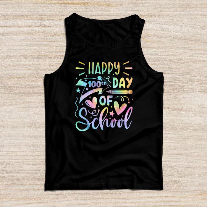 Tie-Dye-Happy-100th-Day-Of-School-Teachers-Students-Kids-Tank-Top Tie Dye Happy 100th Day Of School Teachers Students Kids Tank Top