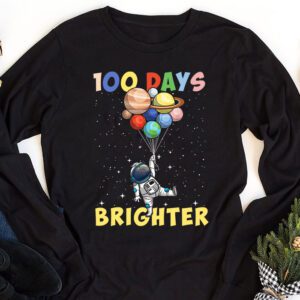 100 Days Brighter 100th Day of School Astronaut Space Longsleeve Tee 1 1