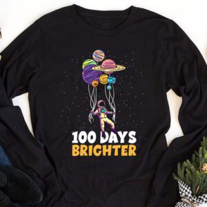 100 Days Brighter 100th Day of School Astronaut Space Longsleeve Tee 1 2