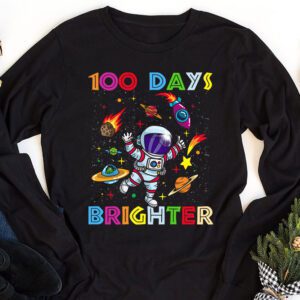 100 Days Brighter 100th Day of School Astronaut Space Longsleeve Tee 1