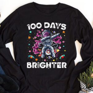 100 Days Brighter 100th Day of School Astronaut Space Longsleeve Tee 1 4