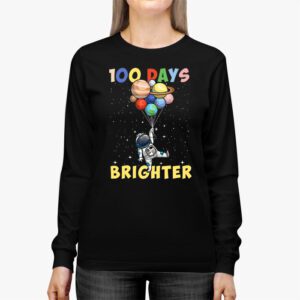 100 Days Brighter 100th Day of School Astronaut Space Longsleeve Tee 2 1