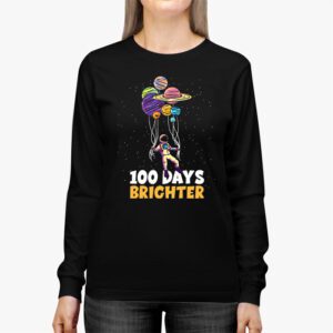 100 Days Brighter 100th Day of School Astronaut Space Longsleeve Tee 2 2