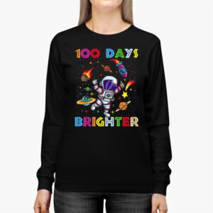 100 Days Brighter 100th Day of School Astronaut Space Longsleeve Tee 2