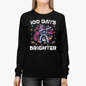 100 Days Brighter 100th Day of School Astronaut Space Longsleeve Tee 2 4