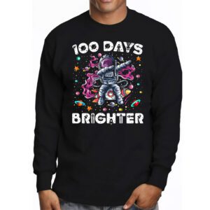 100 Days Brighter 100th Day of School Astronaut Space Longsleeve Tee 3 4