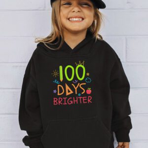 100 Days Brighter Happy 100 Days Of School Teachers Kids Hoodie 3 5