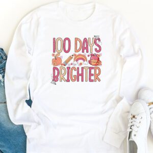 100 Days Brighter Happy 100 Days Of School Teachers Kids Longsleeve Tee 1 3