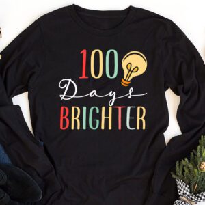 100 Days Brighter Happy 100 Days Of School Teachers Kids Longsleeve Tee 1