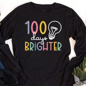 100 Days Brighter Happy 100 Days Of School Teachers Kids Longsleeve Tee 1 4