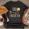 100 Days Brighter Happy 100 Days Of School Teachers Kids Longsleeve Tee