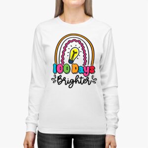 100 Days Brighter Happy 100 Days Of School Teachers Kids Longsleeve Tee 2 1