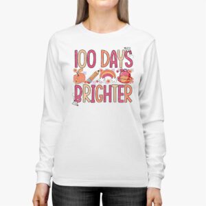 100 Days Brighter Happy 100 Days Of School Teachers Kids Longsleeve Tee 2 3