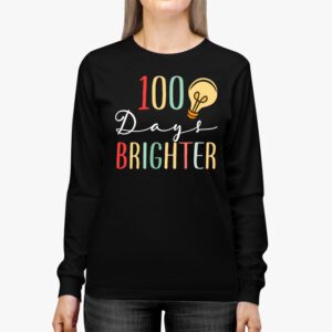 100 Days Brighter Happy 100 Days Of School Teachers Kids Longsleeve Tee 2