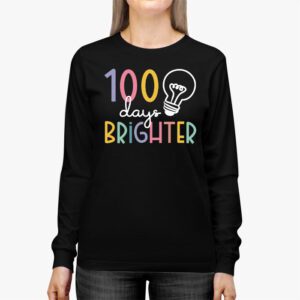 100 Days Brighter Happy 100 Days Of School Teachers Kids Longsleeve Tee 2 4