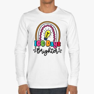 100 Days Brighter Happy 100 Days Of School Teachers Kids Longsleeve Tee 3 1