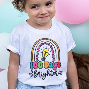 100 Days Brighter Happy 100 Days Of School Teachers Kids T Shirt 2 24