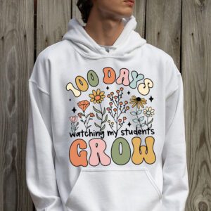 100 Days Growing Boho Flowers Teacher 100th Day of School Hoodie 2 1