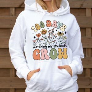 100 Days Growing Boho Flowers Teacher 100th Day of School Hoodie 3 1