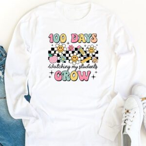 100 Days Growing Boho Flowers Teacher 100th Day of School Longsleeve Tee 1 4