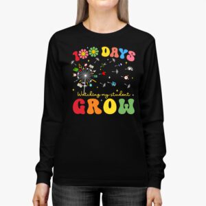 100 Days Growing Boho Flowers Teacher 100th Day of School Longsleeve Tee 2 2